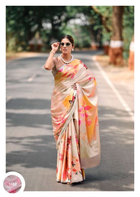 SATIN PRINT FESTIVE SAREES