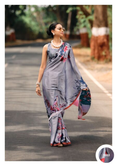 SATIN PRINTED SAREE